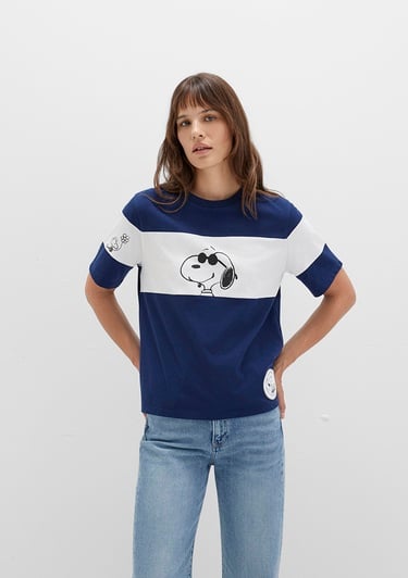  Mavi Snoopy Baskılı Lacivert Tişört Regular Fit / Normal Kesim 1613671-70491