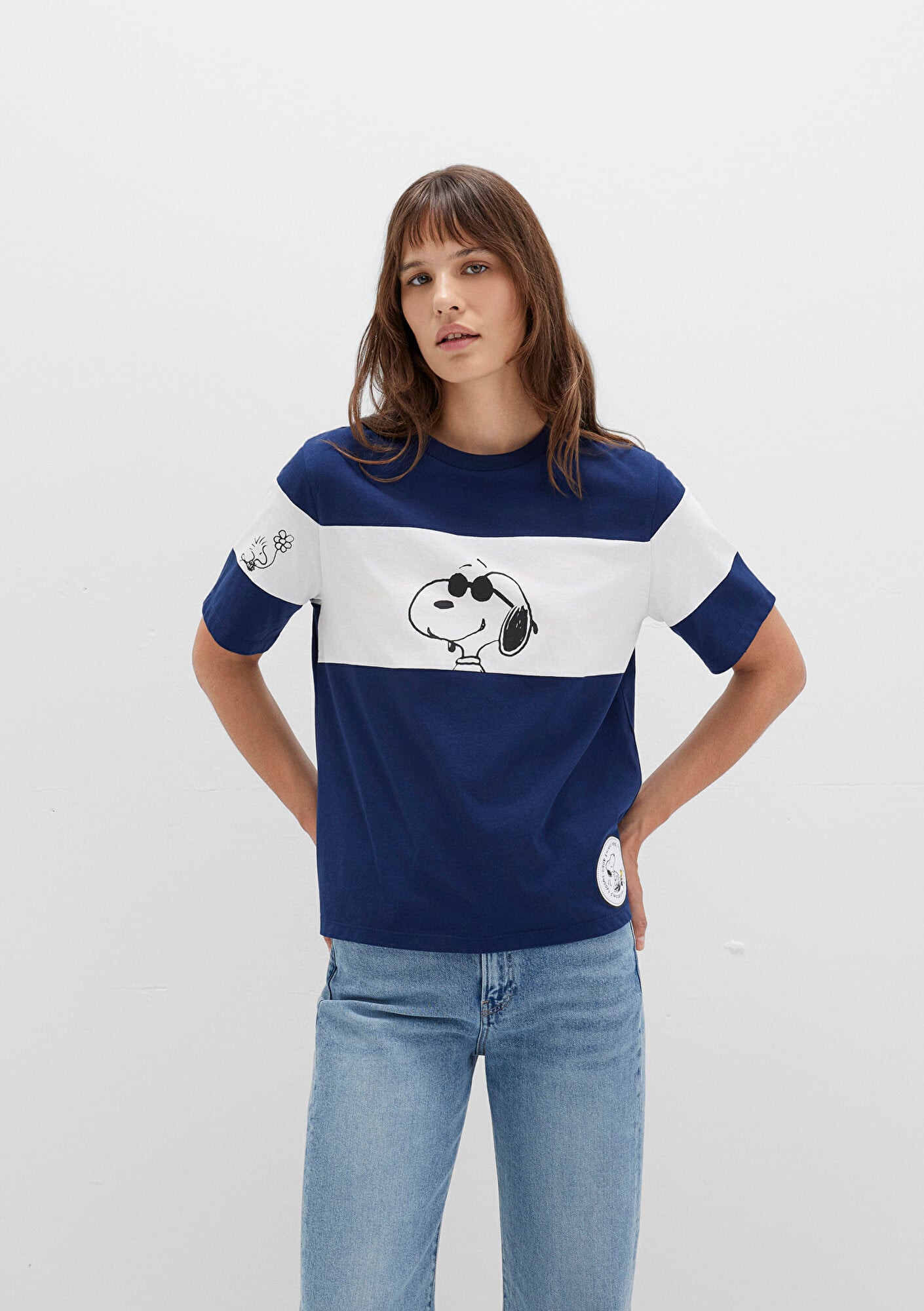  Mavi Snoopy Baskılı Lacivert Tişört Regular Fit / Normal Kesim 1613671-70491