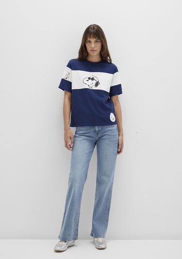  Mavi Snoopy Baskılı Lacivert Tişört Regular Fit / Normal Kesim 1613671-70491