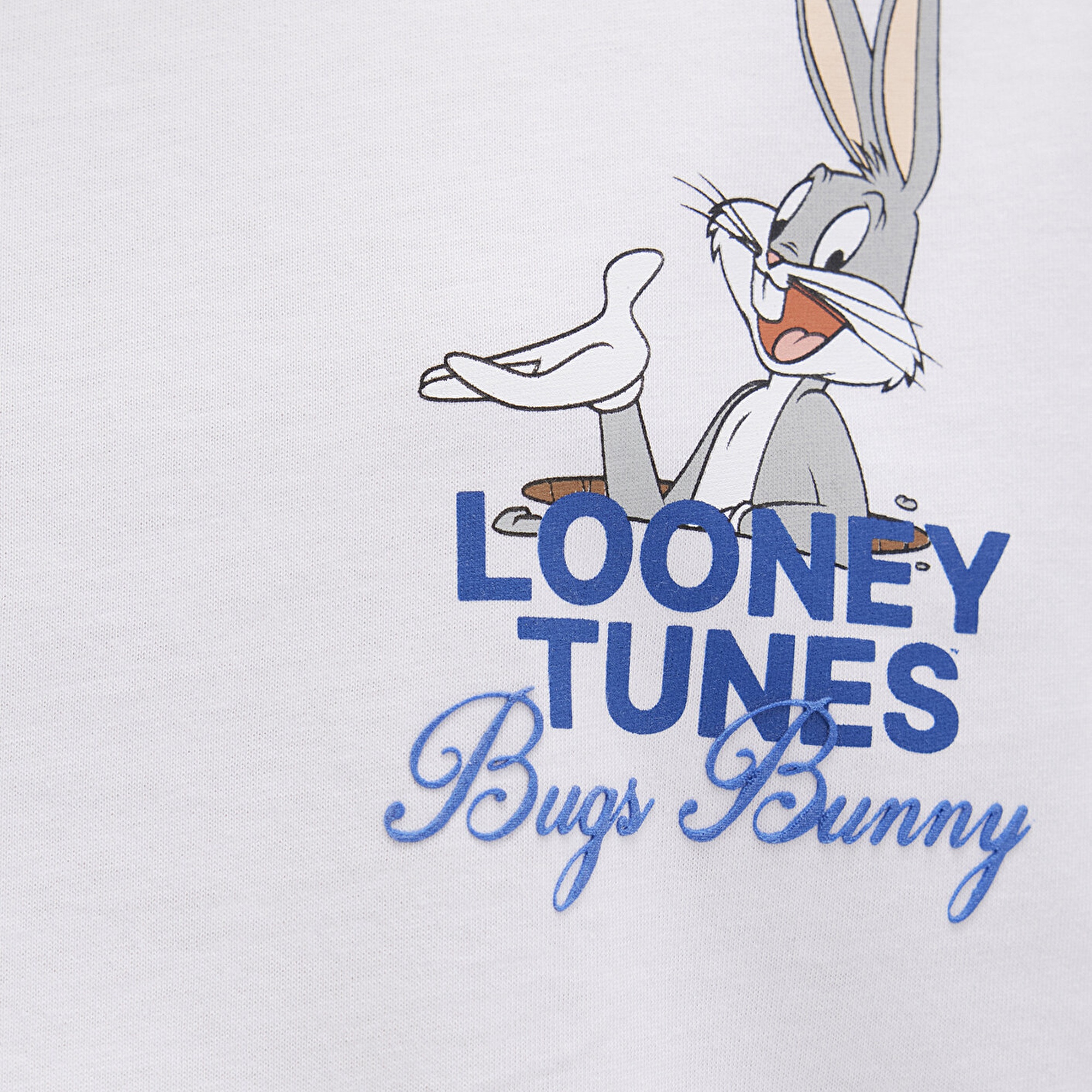 Mavi Bugs Bunny Baskılı Beyaz Tişört Regular Fit / Normal Kesim 1613667-620