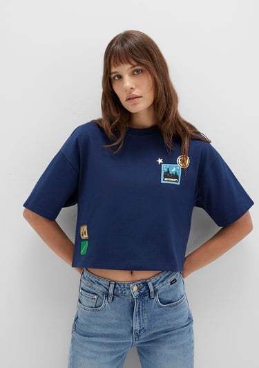  Mavi Hogwarts Baskılı Lacivert Tişört Boxy Fit 1613674-70488