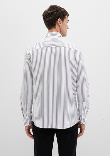  Mavi Çizgili Beyaz Gömlek Slim Fit / Dar Kesim 0211403-91334