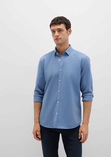  Mavi Tencel TM Liyosel Karışımlı Mavi Gömlek Slim Fit / Dar Kesim 0211805-83767