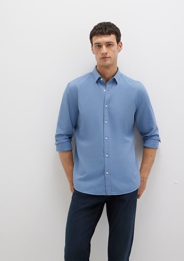  Mavi Tencel TM Liyosel Karışımlı Mavi Gömlek Slim Fit / Dar Kesim 0211805-83767