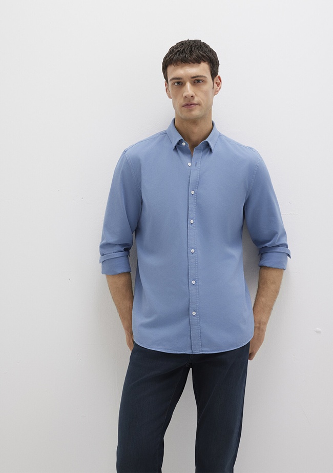  Mavi Tencel TM Liyosel Karışımlı Mavi Gömlek Slim Fit / Dar Kesim 0211805-83767