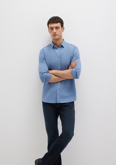  Mavi Tencel TM Liyosel Karışımlı Mavi Gömlek Slim Fit / Dar Kesim 0211805-83767