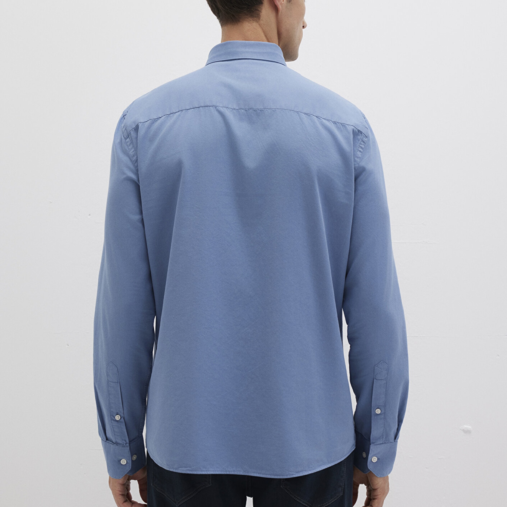 Mavi Tencel TM Liyosel Karışımlı Mavi Gömlek Slim Fit / Dar Kesim 0211805-83767