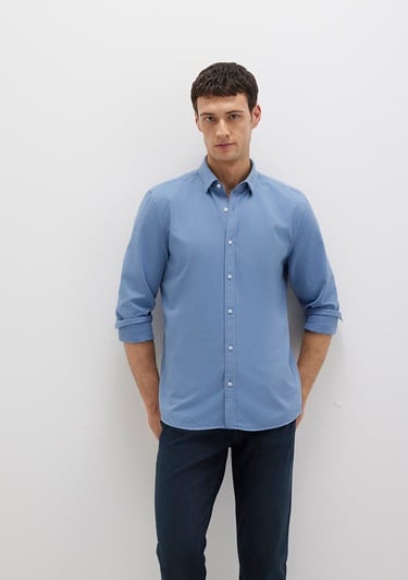  Mavi Tencel TM Liyosel Karışımlı Mavi Gömlek Slim Fit / Dar Kesim 0211805-83767