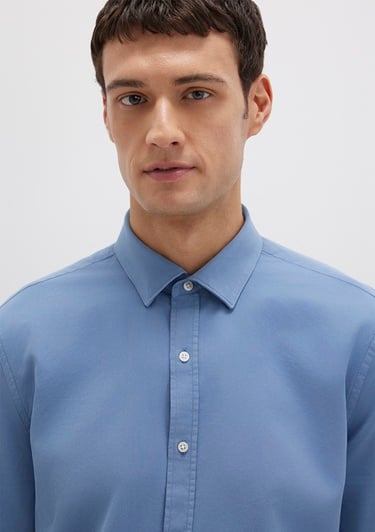  Mavi Tencel TM Liyosel Karışımlı Mavi Gömlek Slim Fit / Dar Kesim 0211805-83767
