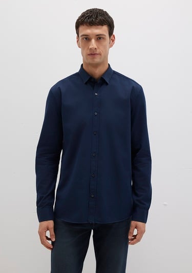  Mavi Tencel TM Liyosel Karışımlı Lacivert Gömlek Slim Fit / Dar Kesim 0211805-82318