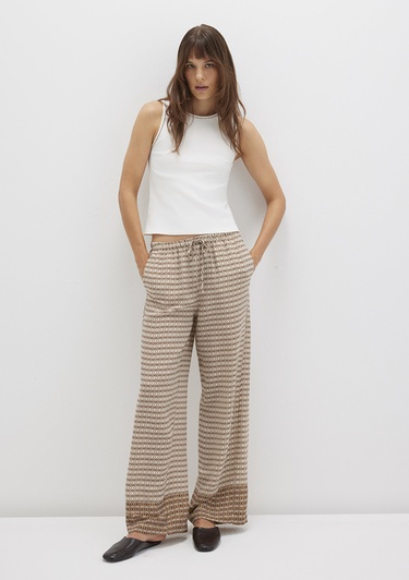  Mavi Etnik Baskılı Bej Pantolon 1011123-91009