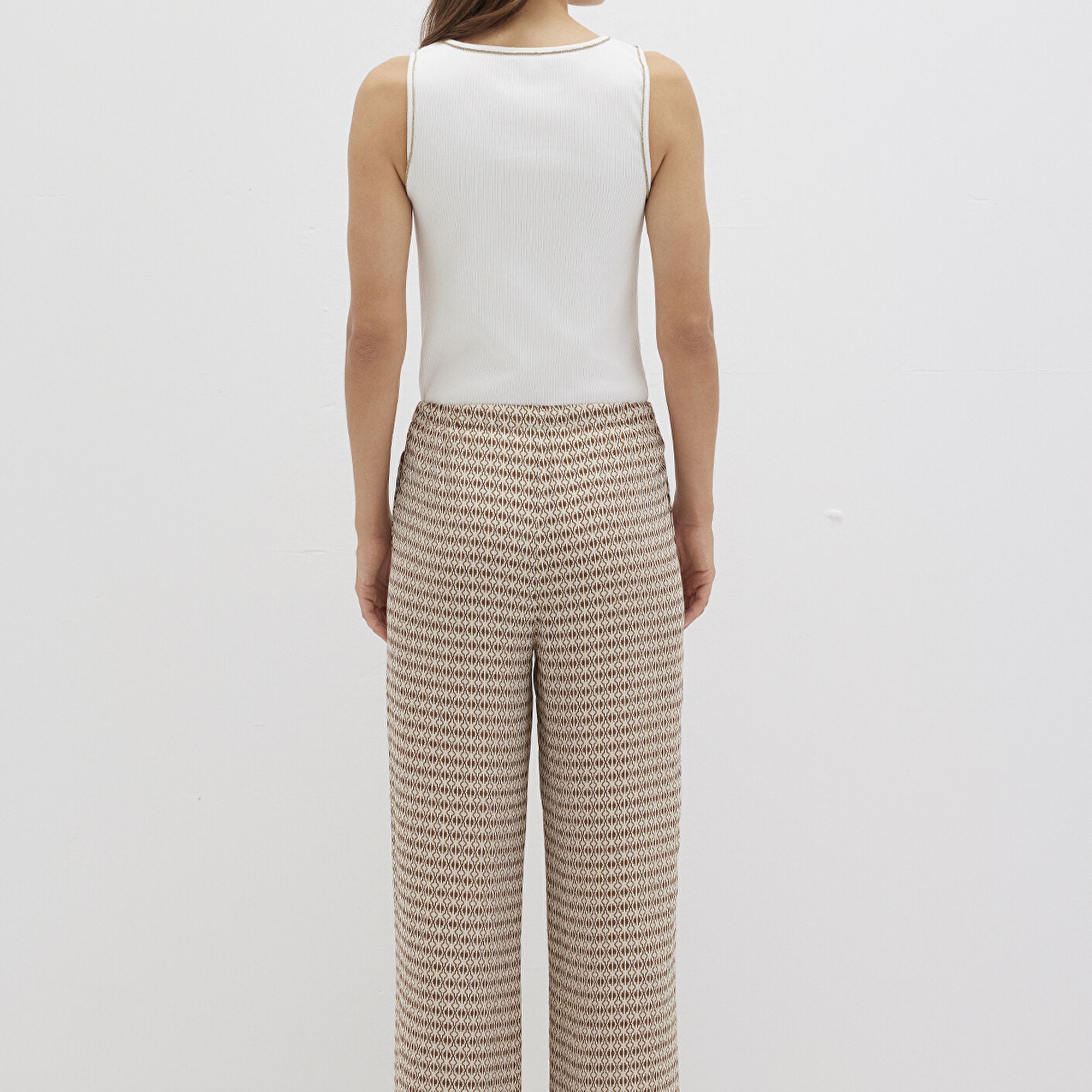 Mavi Etnik Baskılı Bej Pantolon 1011123-91009