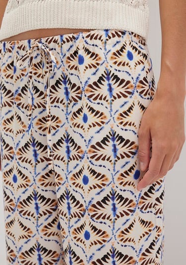  Mavi Etnik Baskılı Bej Pantolon 1011123-91008