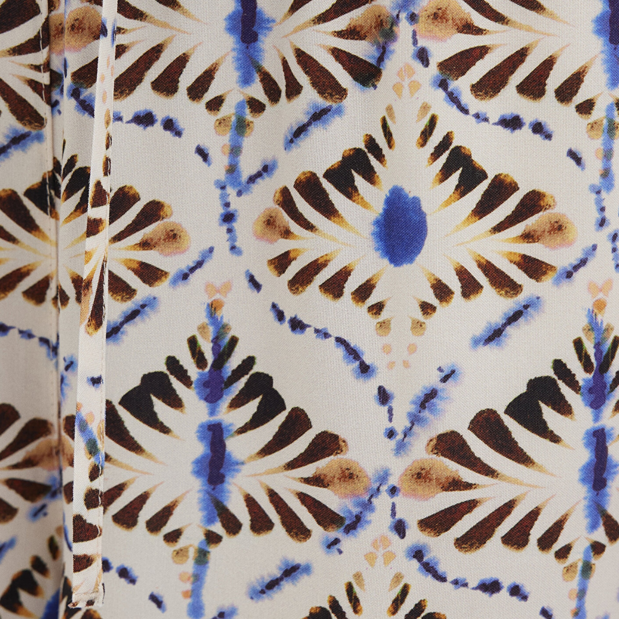 Mavi Etnik Baskılı Bej Pantolon 1011123-91008