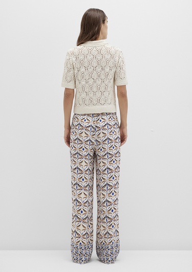  Mavi Etnik Baskılı Bej Pantolon 1011123-91008