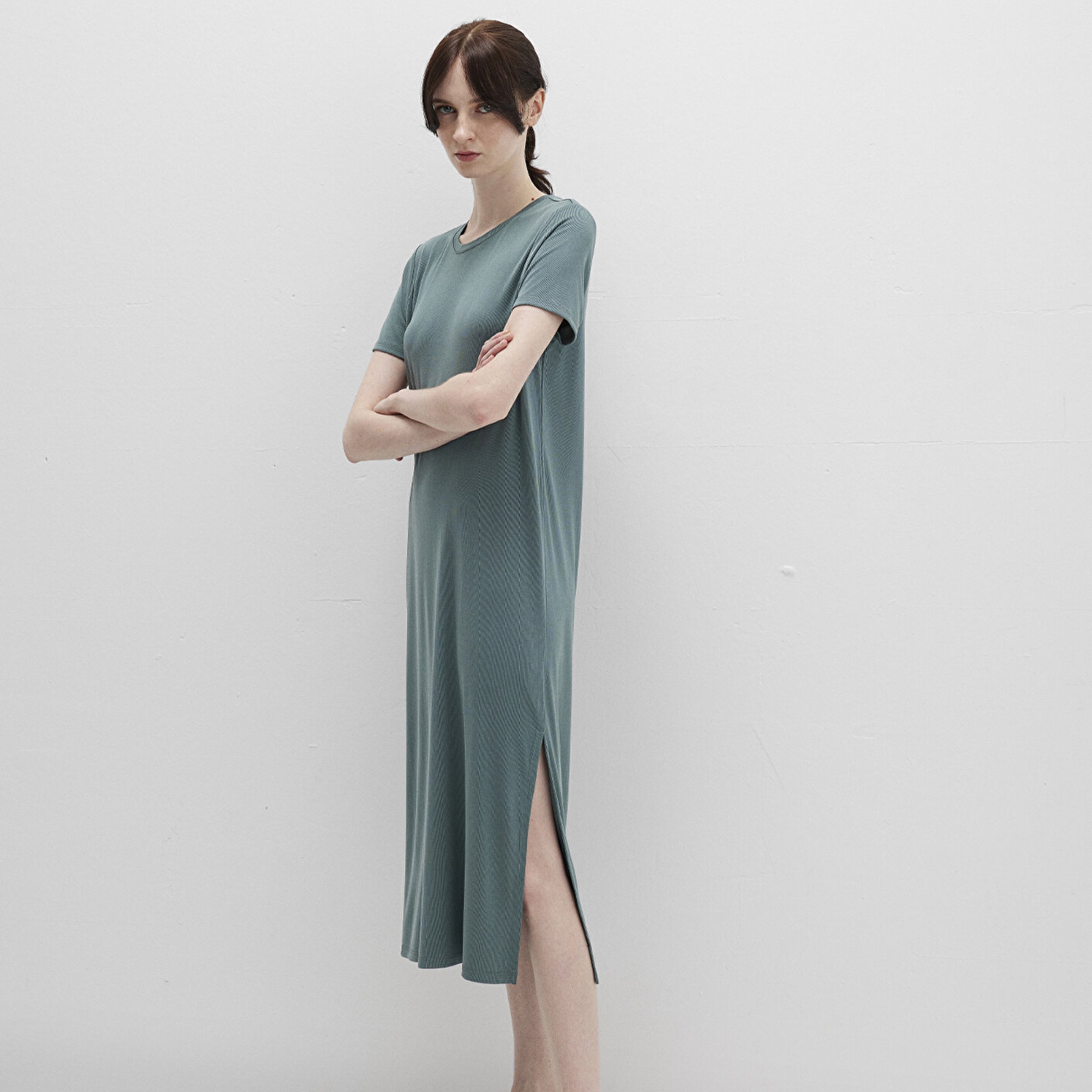 Mavi Tencel TM Modal Yeşil Midi Elbise 1310777-71917