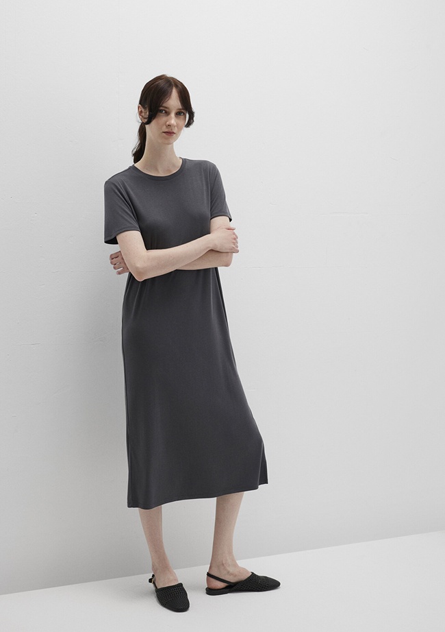  Mavi Tencel TM Modal Antrasit Midi Elbise 1310777-70095