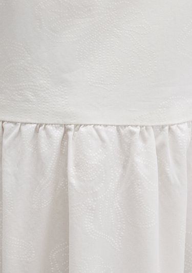  Mavi Sırt Detaylı Beyaz Elbise 1310804-70057