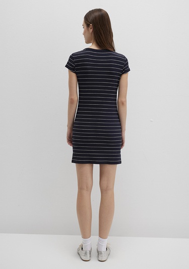  Mavi Çizgili Örme Elbise 1310774-91103