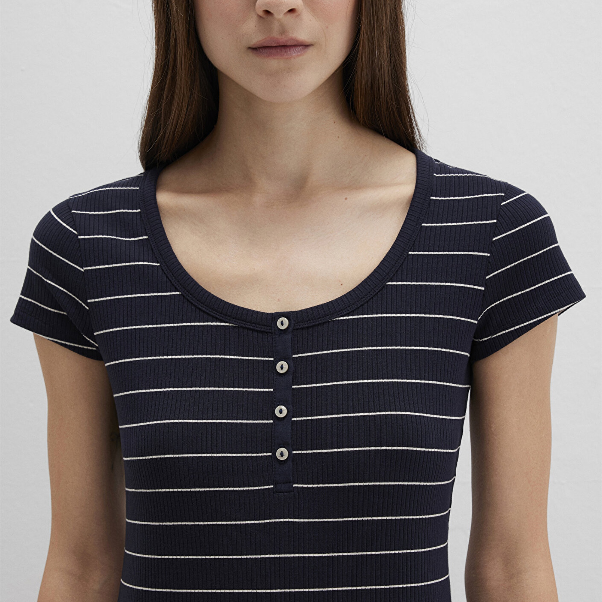 Mavi Çizgili Örme Elbise 1310774-91103