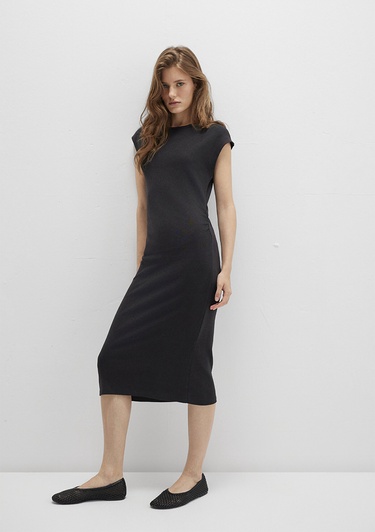  Mavi Siyah Midi Elbise 1310776-900