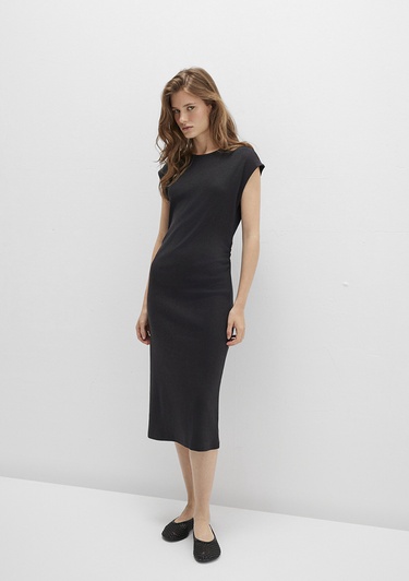  Mavi Siyah Midi Elbise 1310776-900