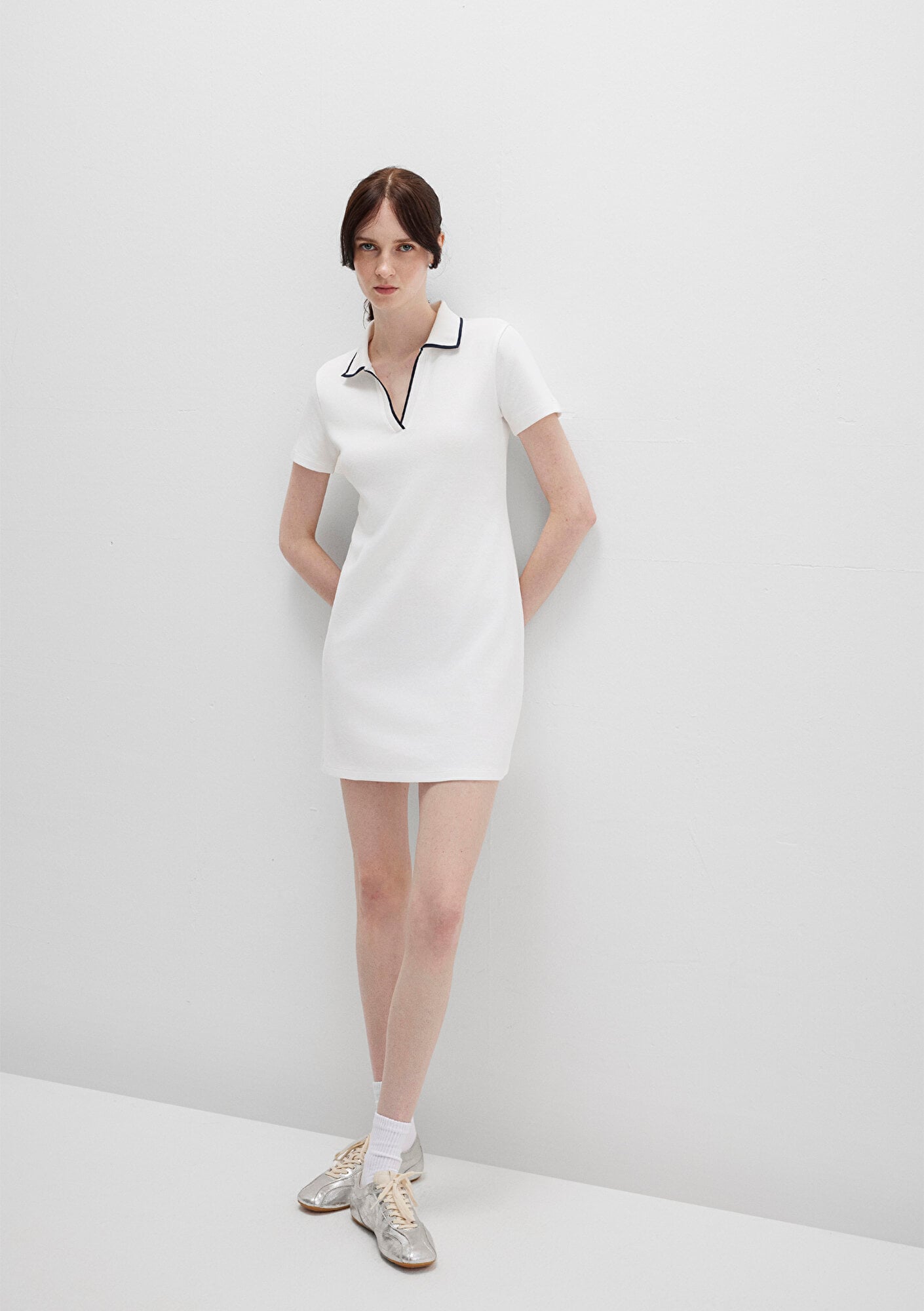  Mavi Beyaz Polo Elbise 1310775-70057