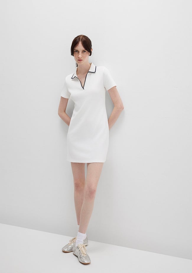  Mavi Beyaz Polo Elbise 1310775-70057