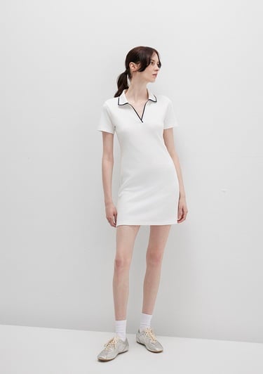  Mavi Beyaz Polo Elbise 1310775-70057