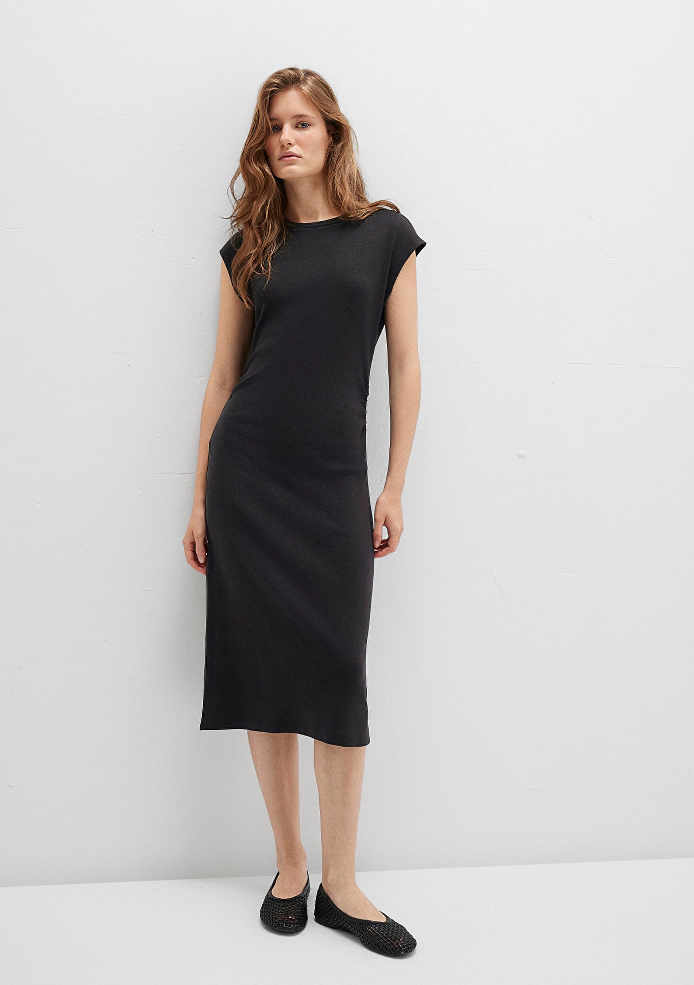  Mavi Siyah Midi Elbise 1310776-900