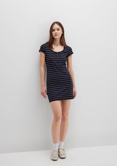  Mavi Çizgili Örme Elbise 1310774-91103