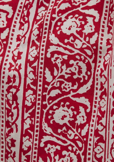  Mavi Bağlama Detaylı Baskılı Kırmızı Mini Etek 1310767-91091