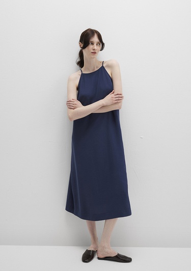  Mavi Askılı Lacivert Elbise 1310770-70487