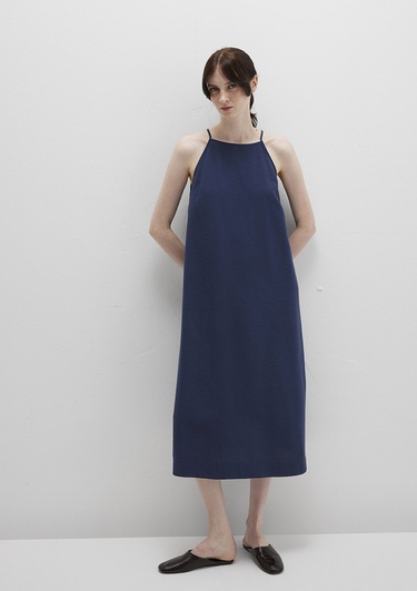  Mavi Askılı Lacivert Elbise 1310770-70487