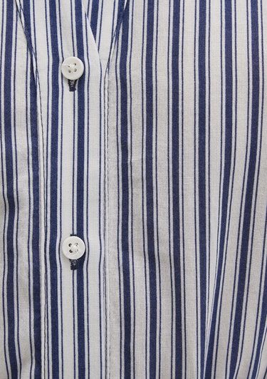  Mavi Çizgili Beli Bağcıklı Mini Elbise 1310763-91086