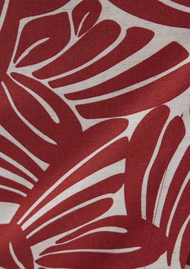  Mavi Bağlama Detaylı Baskılı Kırmızı Etek 1310765-91314