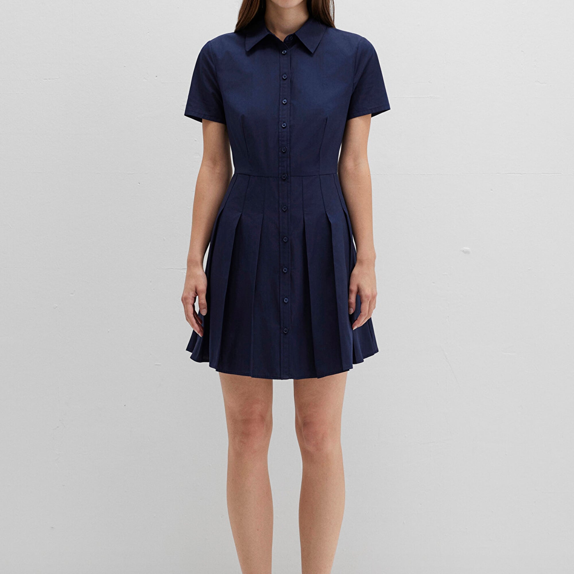 Mavi Lacivert Pileli Mini Elbise 1310762-82318