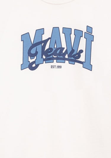  Mavi Mavi Jeans Baskılı Beyaz Tişört Loose Fit / Bol Rahat Kesim 6610373-70057