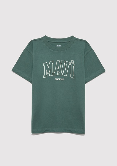  Mavi Mavi Since 1991 Baskılı Yeşil Tişört Loose Fit / Bol Rahat Kesim 6610369-71930