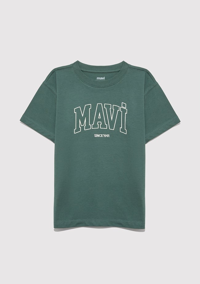  Mavi Mavi Since 1991 Baskılı Yeşil Tişört Loose Fit / Bol Rahat Kesim 6610369-71930