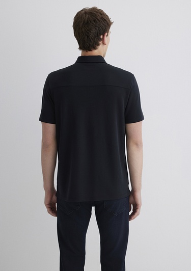  Mavi Yarı Fermuarlı Siyah Polo Tişört Regular Fit / Normal Kesim 0613007-900