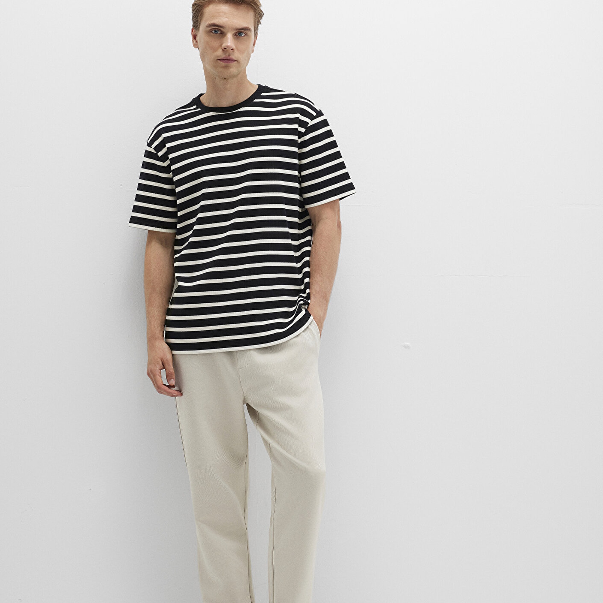 Mavi Bej Örme Pantolon 0010521-70144