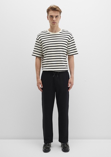  Mavi Siyah Örme Pantolon 0010521-900