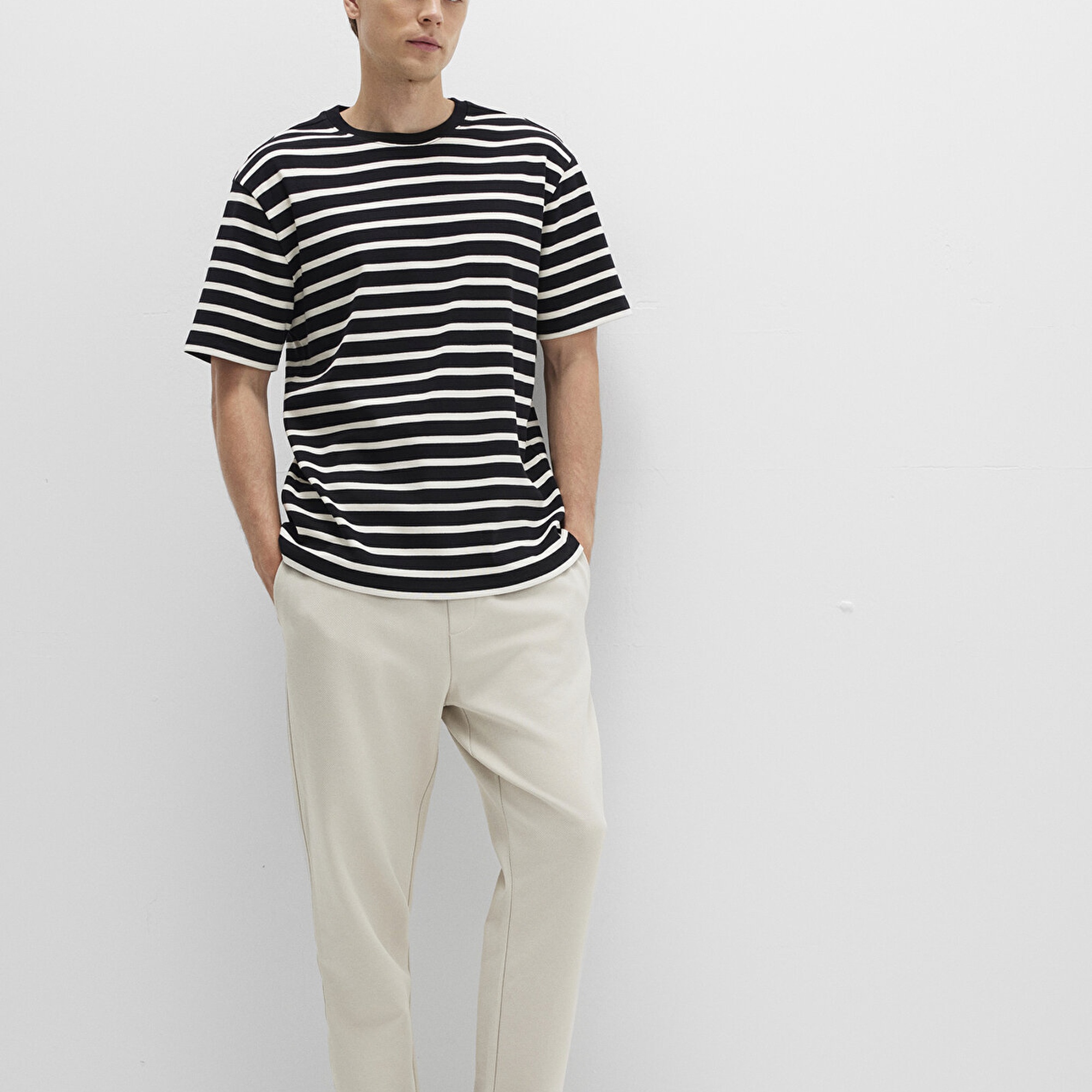 Mavi Bej Örme Pantolon 0010521-70144