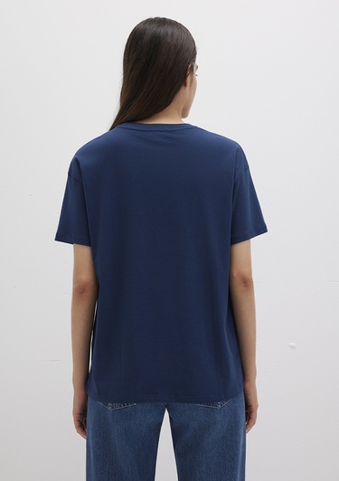  Mavi Mavi Logo Baskılı Lacivert Tişört Loose Fit / Bol Rahat Kesim 1613467-70488