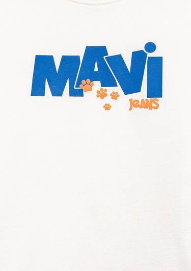  Mavi Mavi Pati Baskılı Ekru Tişört Regular Fit / Normal Kesim 7610362-70057