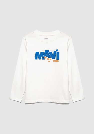  Mavi Mavi Pati Baskılı Ekru Tişört Regular Fit / Normal Kesim 7610362-70057