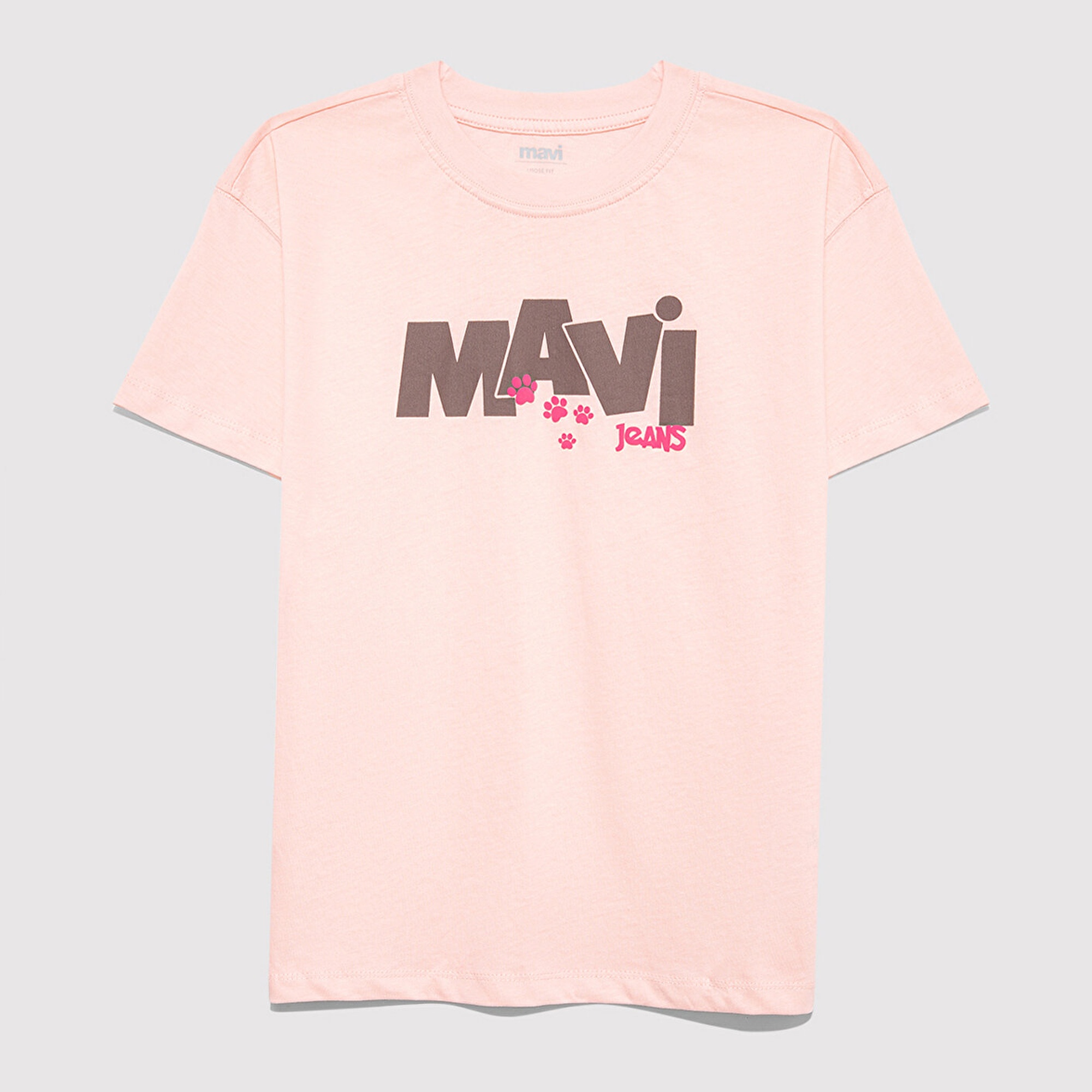 Mavi Mavi Pati Baskılı Pembe Tişört Loose Fit / Bol Rahat Kesim 7610361-90974