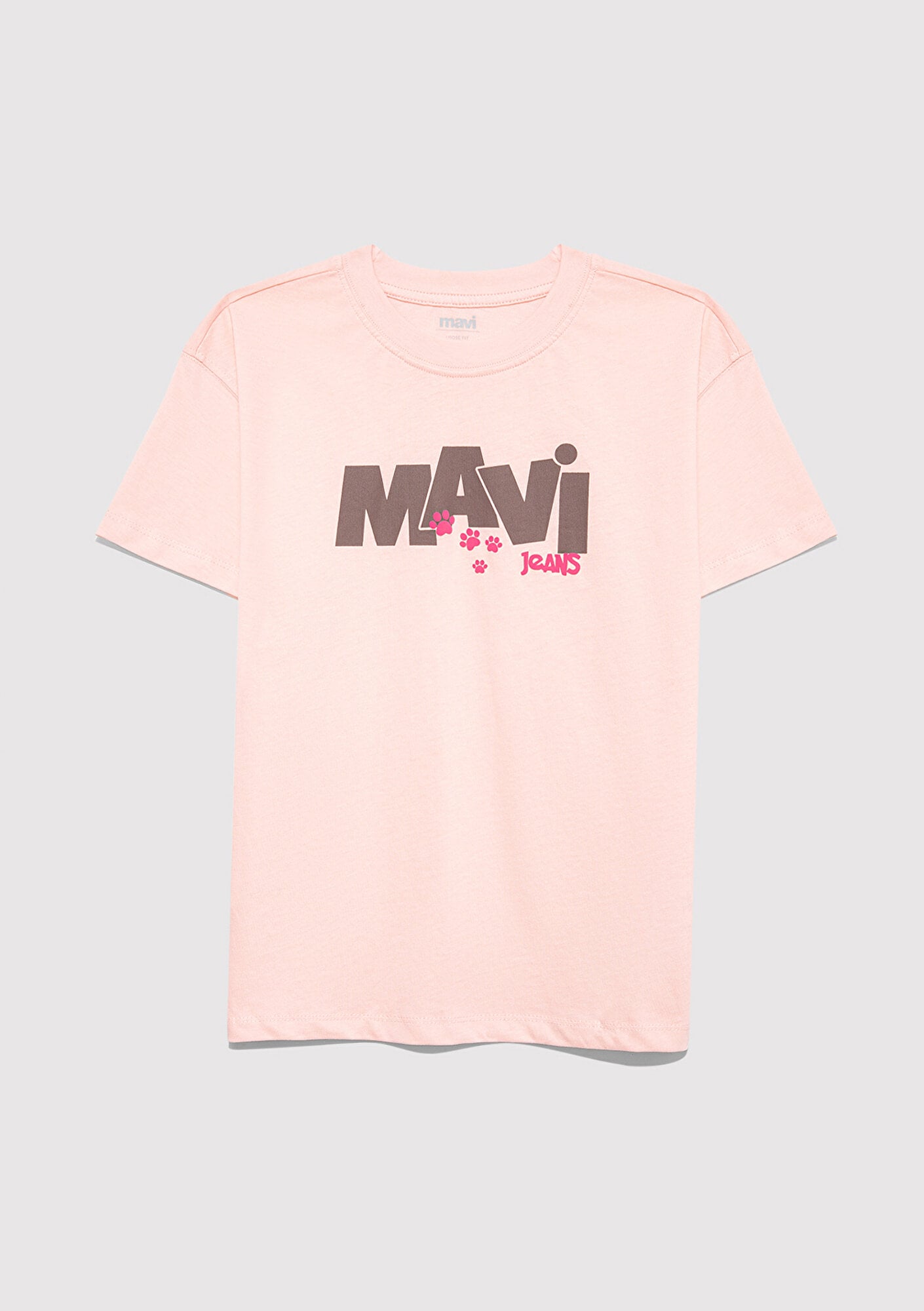  Mavi Mavi Pati Baskılı Pembe Tişört Loose Fit / Bol Rahat Kesim 7610361-90974