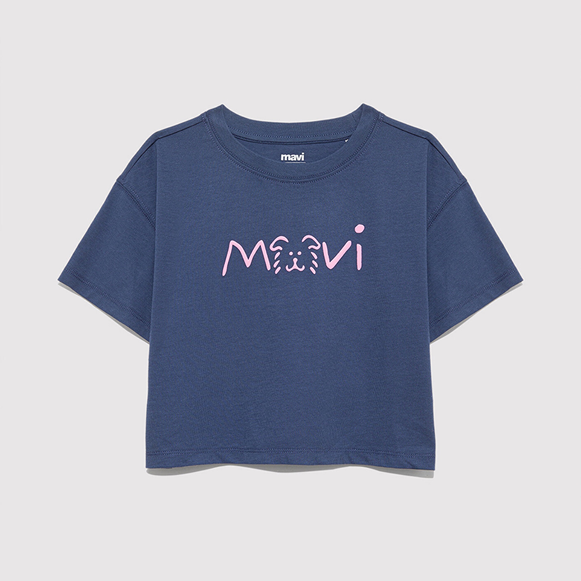 Mavi Mavi Köpek Baskılı Lacivert Tişört Loose Fit / Bol Rahat Kesim 7610363-87737